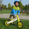 12 inch eva tire wooden bike toys, yellow wooden balance bike for children